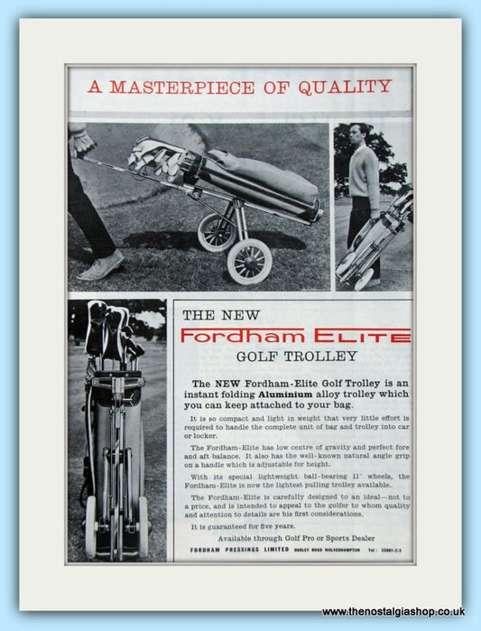 Fordham Elite Golf Trolley. Original Advert 1968 (ref AD4759)