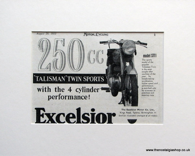 Excelsior 250cc 1953 Original Advert (ref AD1595)