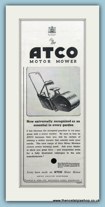 Atco Motor Mower. Original Advert 1939 (ref AD4594)