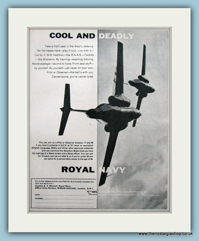 Royal Navy, Cool and Deadly. Set of 2 Original Adverts 1960's (ref AD6069)