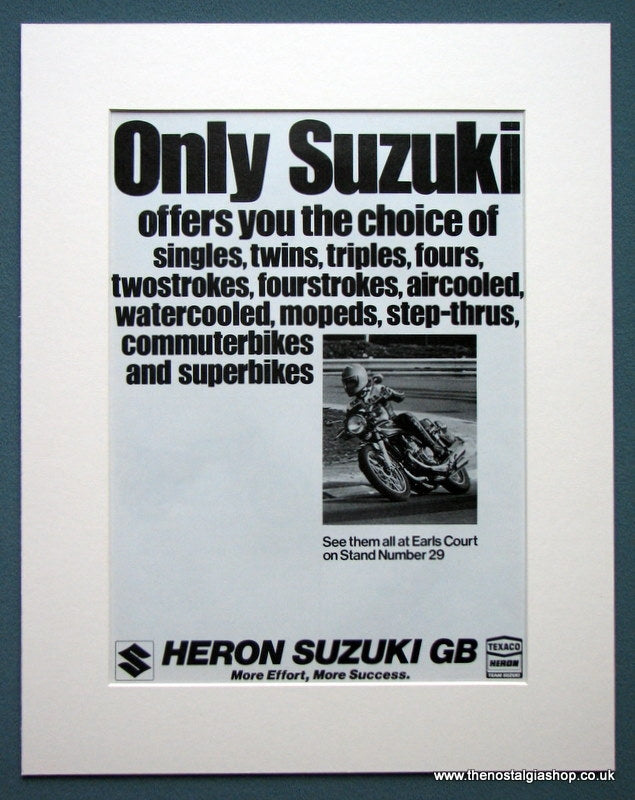 Suzuki Motorcycles at Earls Court Original advert 1977 (ref AD1283)