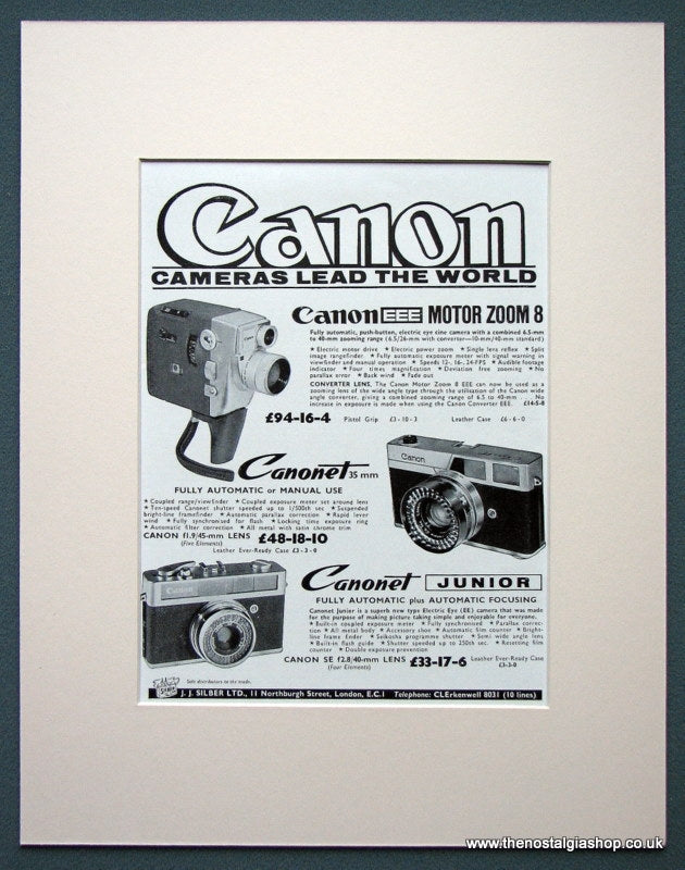 Canon Cameras 1963 Original Advert (ref AD1044)