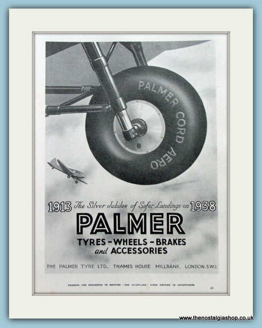 Palmer Aircraft Tyres. Original Advert 1938 (ref AD4218)
