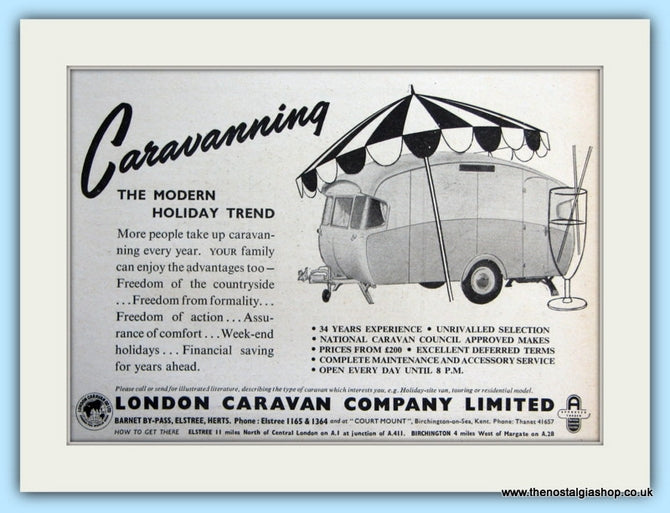 London Caravan Company Ltd Original Advert 1956 (ref AD5094)