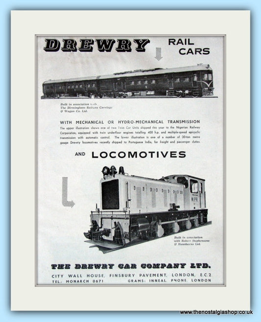 Drewry Locomotives. Original Advert 1961 (ref AD6166)