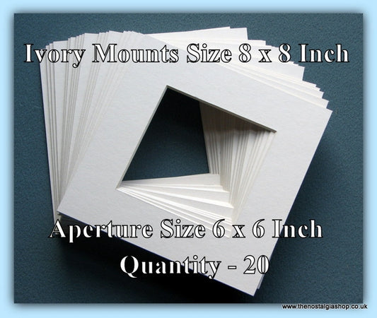 Mounts. Ivory, Size 8 x 8 Inch. Quantity 20 Mounts.