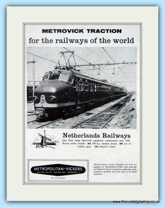 Metrovick Netherlands Railways Original Advert 1958 (ref AD6520)