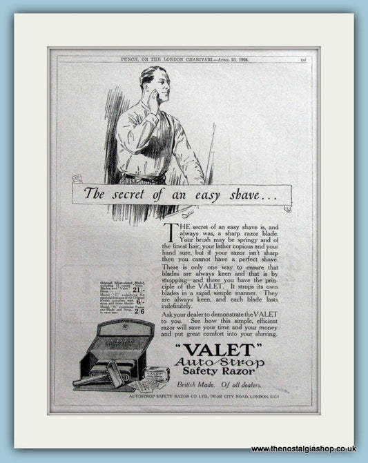 Valet Safety Razor. Original Advert 1924 (ref AD4516)