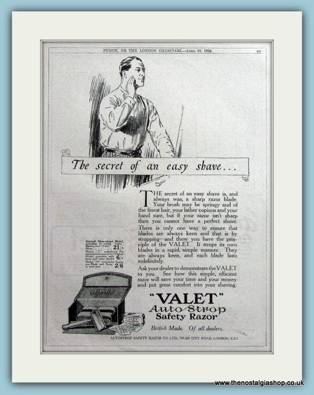 Valet Safety Razor. Original Advert 1924 (ref AD4516)