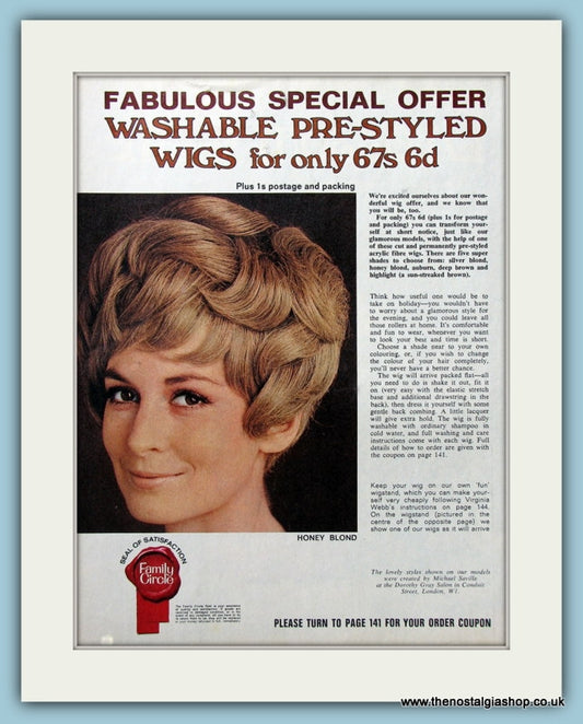 Family Circle Washable Wigs  Set Of 2 Original Adverts 1970 (ref AD4350)