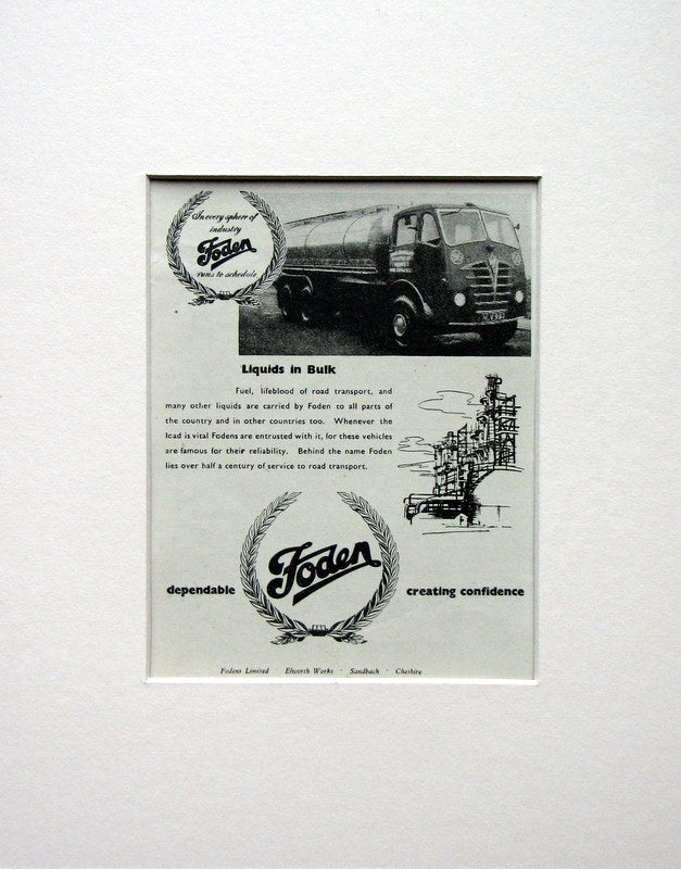 Foden Vehicles. Original advert 1954 (ref AD1523)