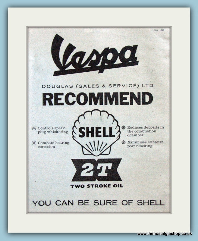 Vespa Recommend Shell 2T Oil. 1960 Original Advert (ref AD4080)