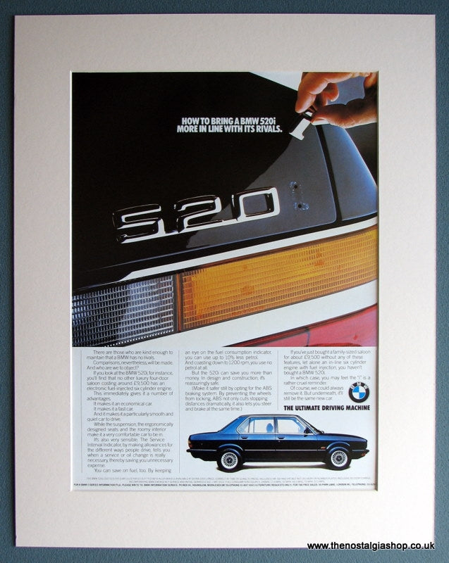 BMW 520i Original Advert 1982 (ref AD1639)