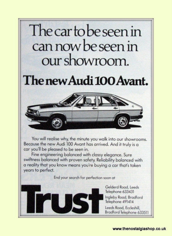 Audi 100 Avant At Trust Showroom Original Advert 1978 (ref AD6775)