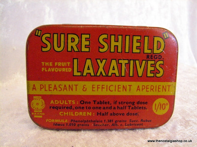 Sure Shield Laxatives. Vintage Tin (ref nos036)