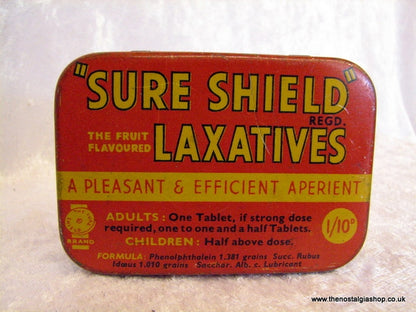 Sure Shield Laxatives. Vintage Tin (ref nos036)