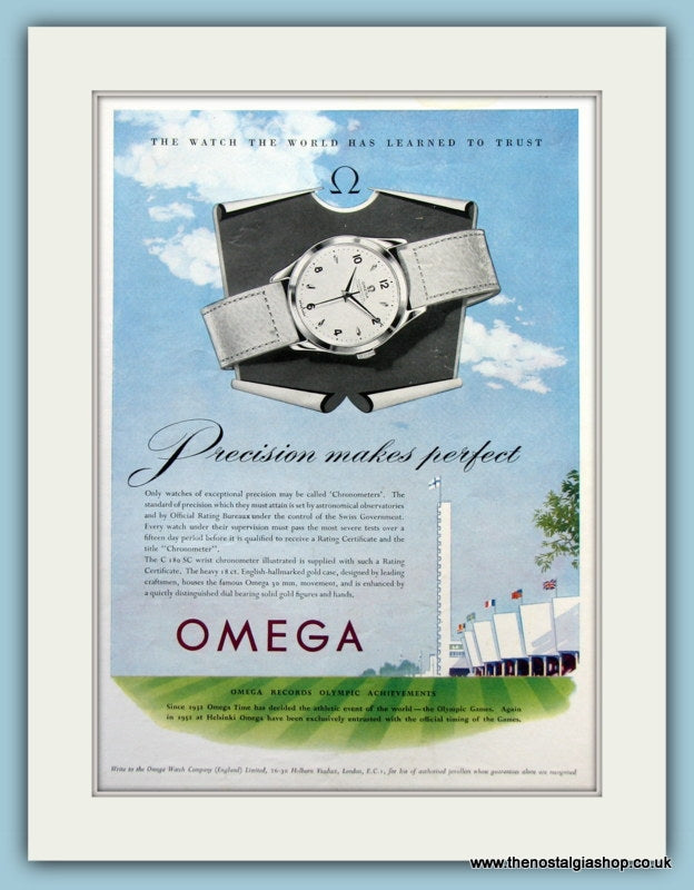 Omega Watches. Original Advert 1952 (ref AD6122)