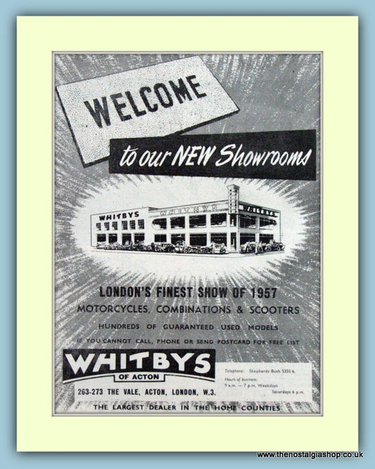 Whitbys Of Acton New Showrooms Original Advert 1956 (ref AD6599)