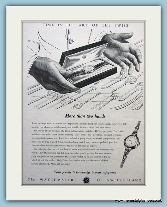 Swiss Watchmakers. Original Advert 1953 (ref AD6124)