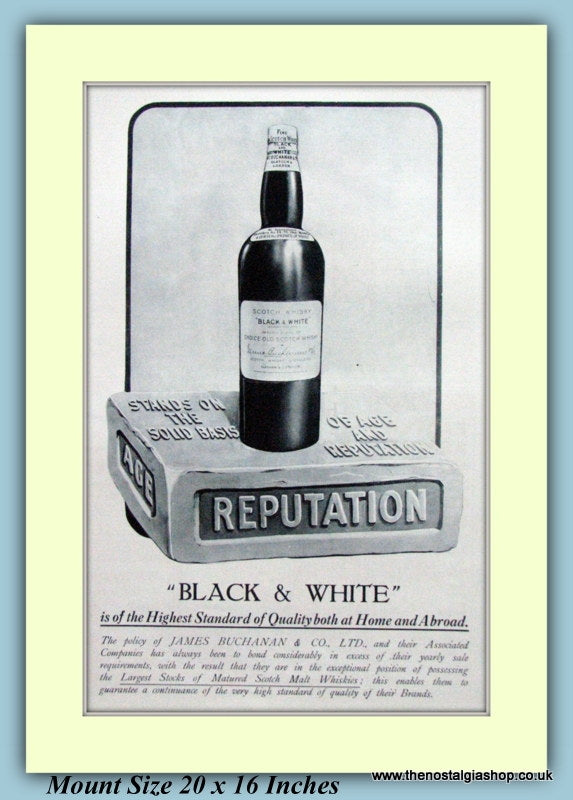 Black And White James Buchanan Whisky Original Advert 1923 (ref AD9209)