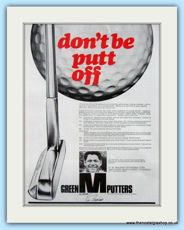 Green M Putters. Set of 3 Original Adverts 1969 (ref AD4990)