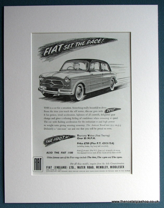 Fiat 1100 Tourismo Veloce 1955 Original Advert (ref AD1720)