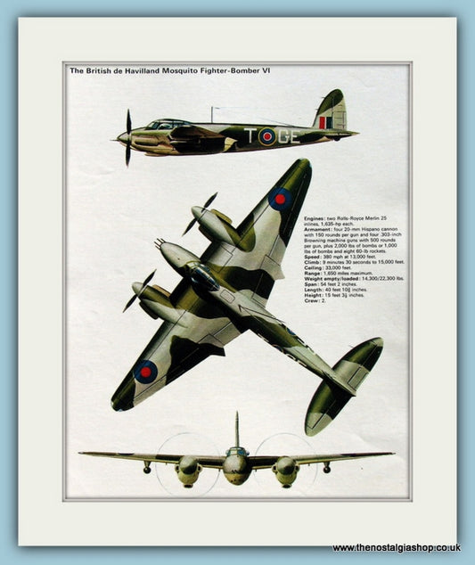 British de Havilland Mosquito Fighter-Bomber VI Print (ref PR528)