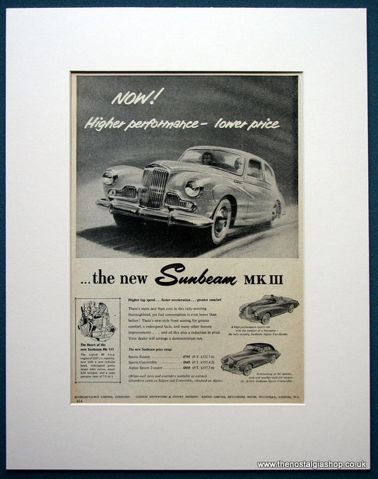 Sunbeam MK III 1954 Original Advert (ref AD1092)