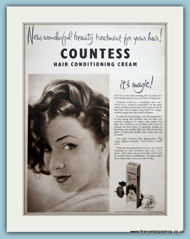 Countess Hair Conditioning Cream Original Advert 1953 (ref AD3637)
