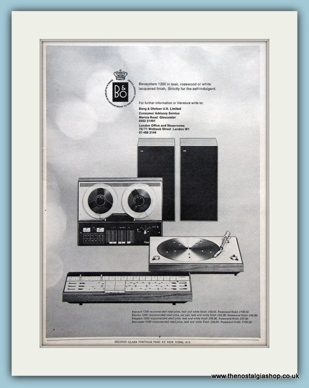 Beosystem Bang & Olufsen Original Advert 1971 (ref AD3868)