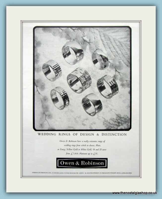 Owen & Robinson Jewellers Set Of 2 Original Adverts 1964 & 1967 (ref AD6250)