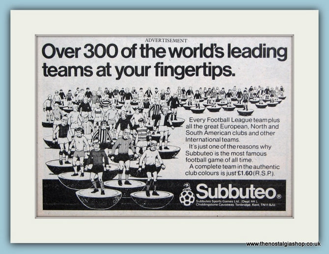 Subbuteo Teams Original Advert 1980 (ref AD6409)