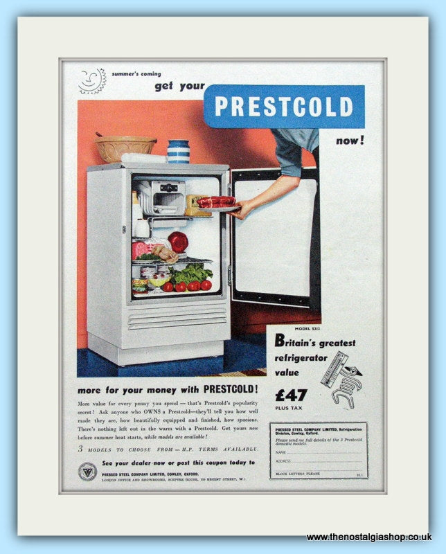 Prestcold Refrigerator. Original Advert 1954 (ref AD4738)