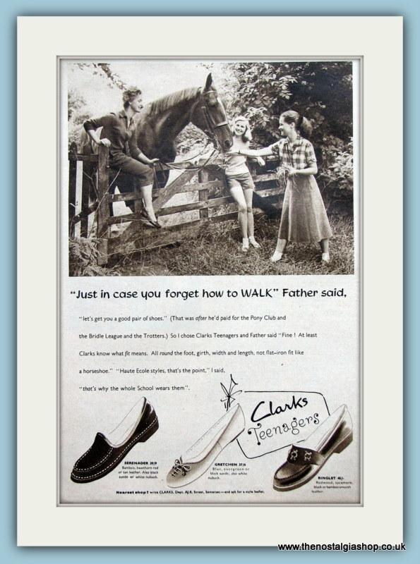 Clarks Teenagers Shoes. Set of 4 Original Adverts 1955 (ref AD3550)