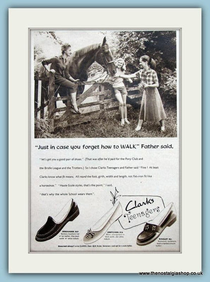 Clarks Teenagers Shoes. Set of 4 Original Adverts 1955 (ref AD3550)