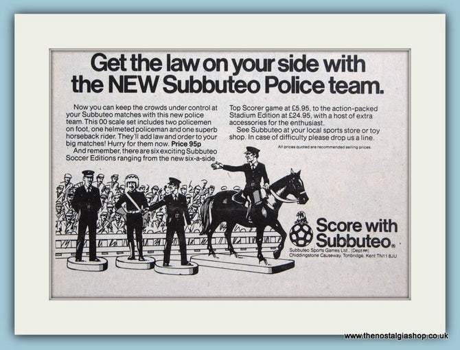 Subbuteo Police Team Original Advert 1979 (ref AD6400)