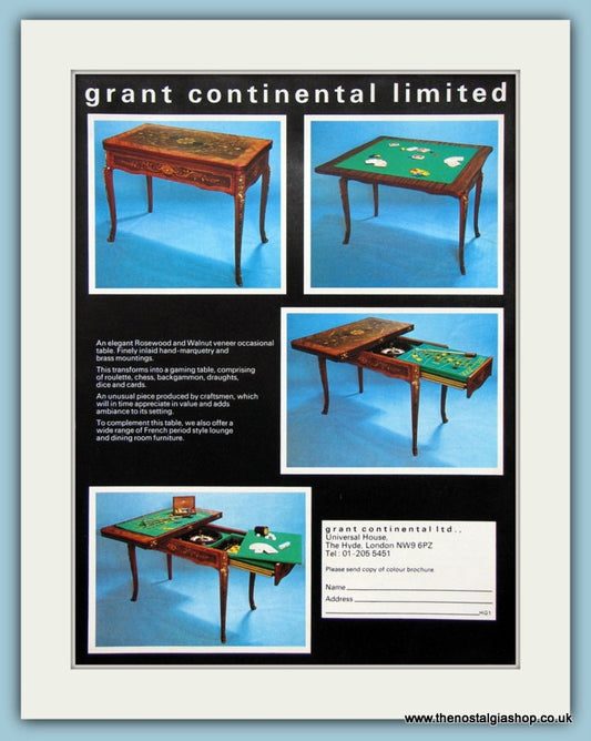 Grant Continental Ltd Occasional Table Original Advert 1975 (ref AD2510)
