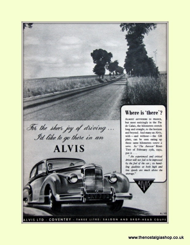 Alvis Cars 1952 Original Advert (ref AD6629)