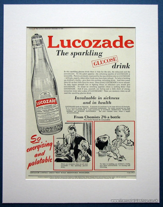 Lucozade. Original advert 1950 (ref AD1010)