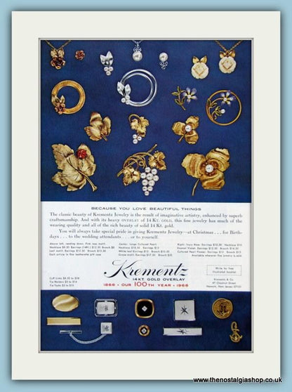 Krementz Jewellery Set Of 3 Original Adverts 1965, 1967 & 1969 (ref AD6174)