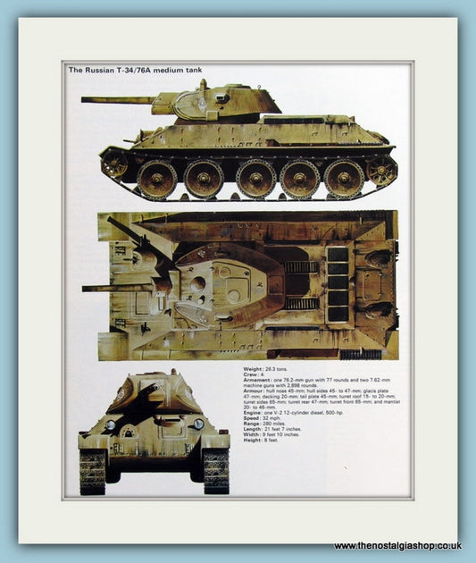 Russian T-34/76A Medium Tank Print (ref PR468)