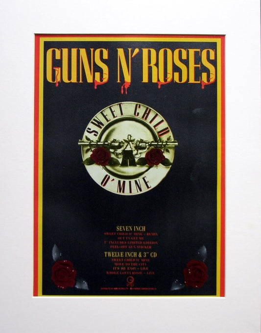 Guns N' Roses, Sweet Child O' Mine Original Advert  (ref AD899)
