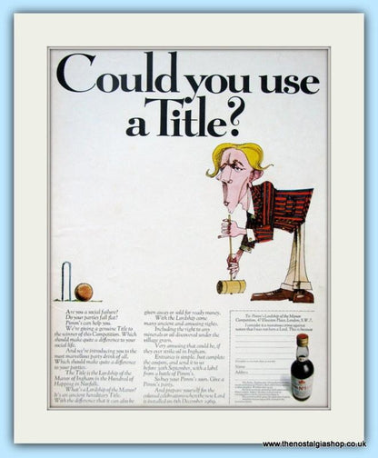 Pimm's Set of 2 Original Adverts 1969 (ref AD4819)