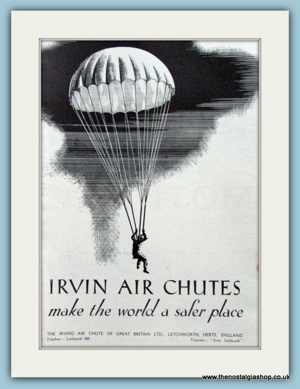 Irvin Air Chutes. Original Advert 1937 (ref AD4205)