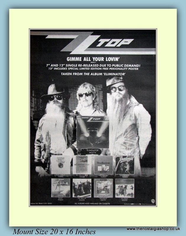 ZZ Top Gimme All Your Loving Original Advert 1984 (ref AD9104)