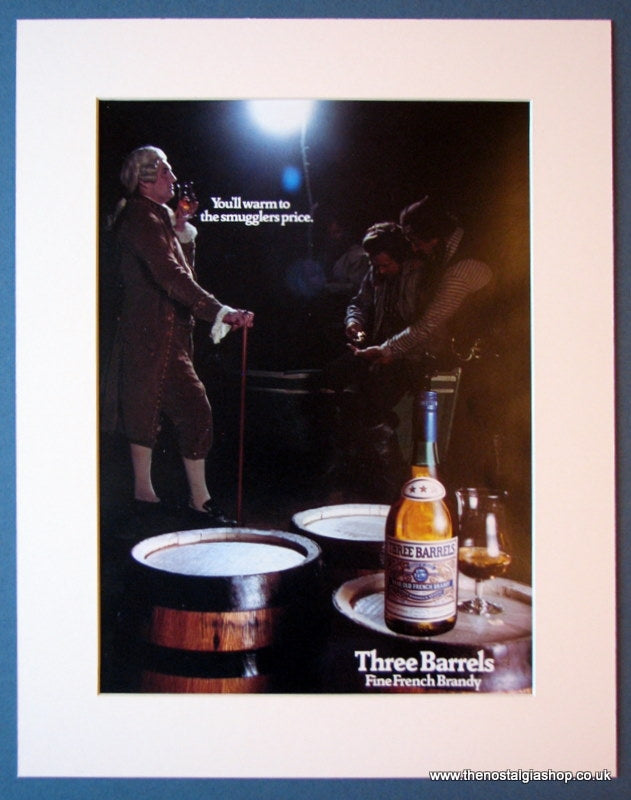 Three Barrels French Brandy. Original advert 1975 (ref AD1170)