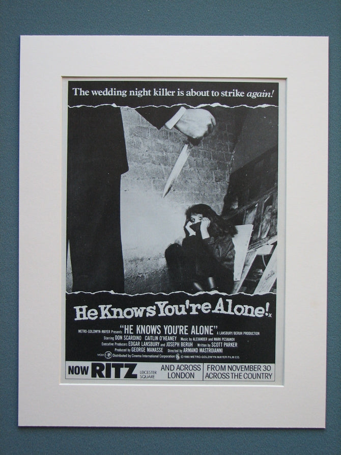He Knows You're Alone 1980 Original advert (ref AD606)