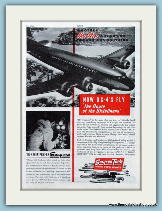 Chicago And Southern DC-4 Original Advert 1946 (ref AD4227)