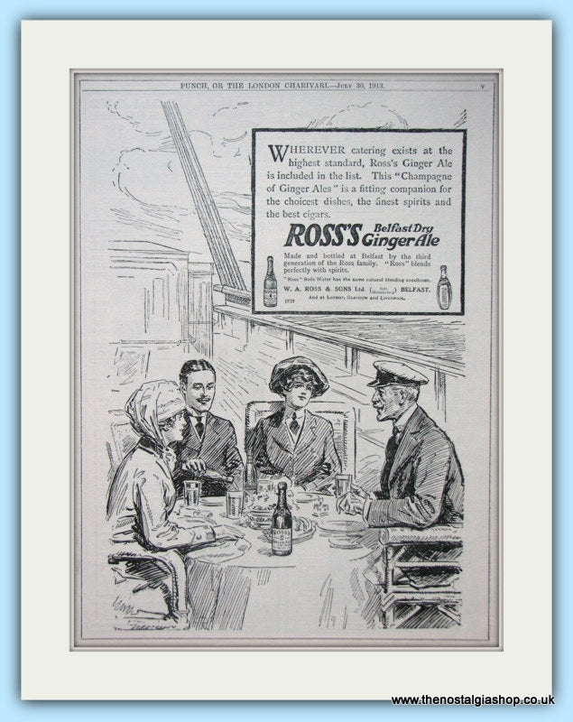 Ross's Belfast Dry Ginger Ale Original Advert 1913 (ref AD4944)