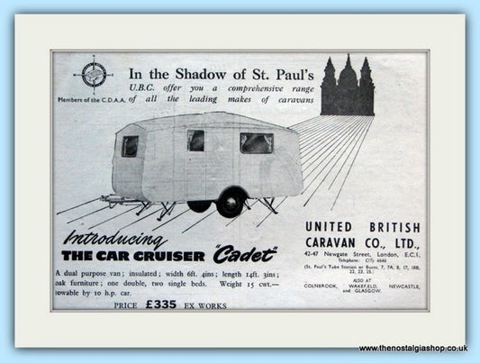 Car Cruiser Cadet Caravan Original Advert 1950 (ref AD5085)
